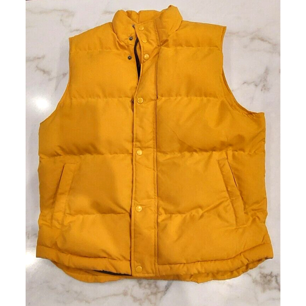 St Johns Bay Vest Men's‎ M Yellow Sleeveless Jacket Full Zipper and Button